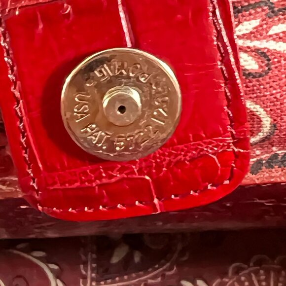 Brighton Wicker Leather Purse Red Hearts Applique Shoulder Handbag Handled Tote - Picture 12 of 16